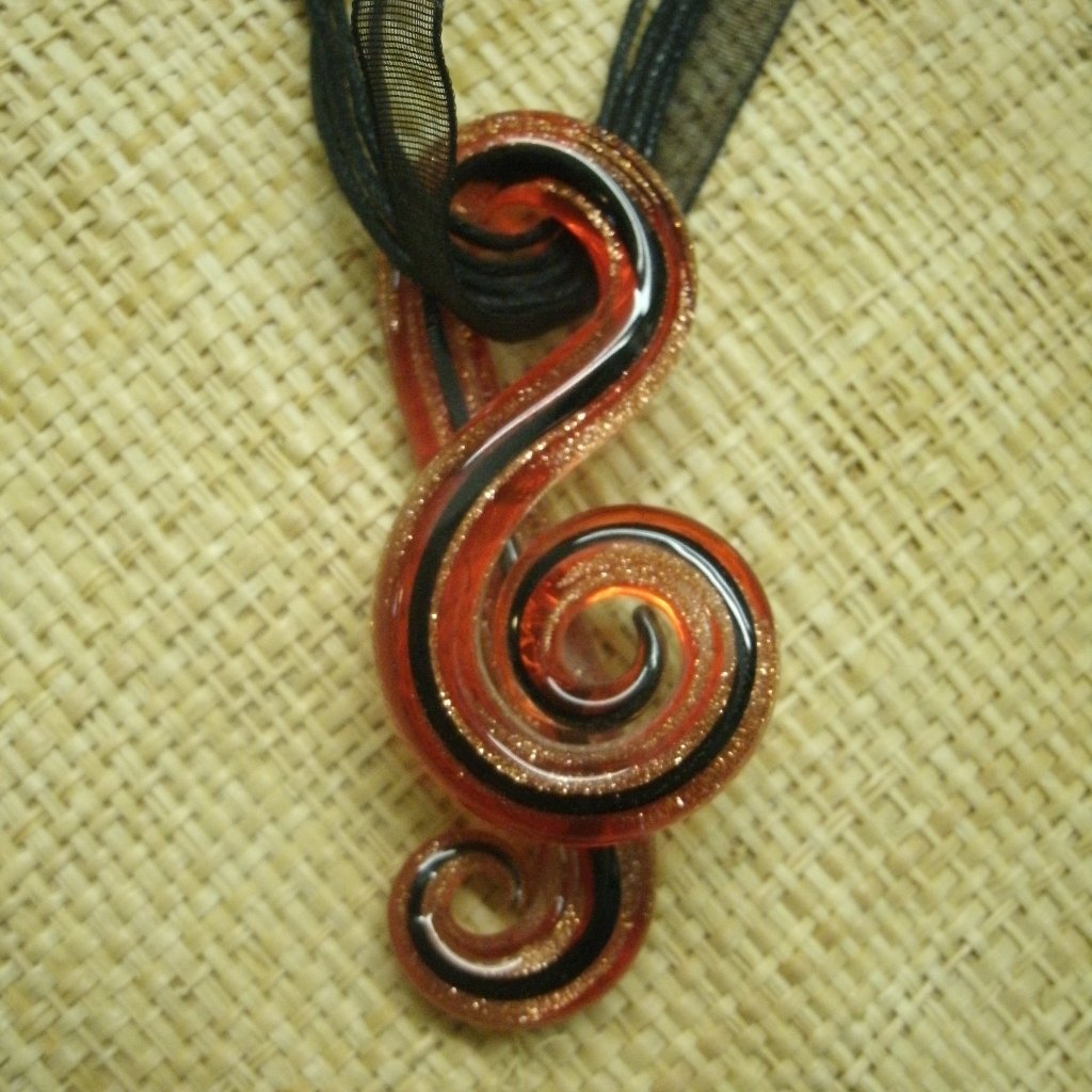 Murano Glass G Clef Pendant Necklace